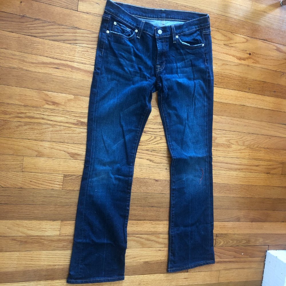 7 For All Mankind Low-Rise Bootcut Jeans Blue Denim Size 31 - Picture 2 of 10